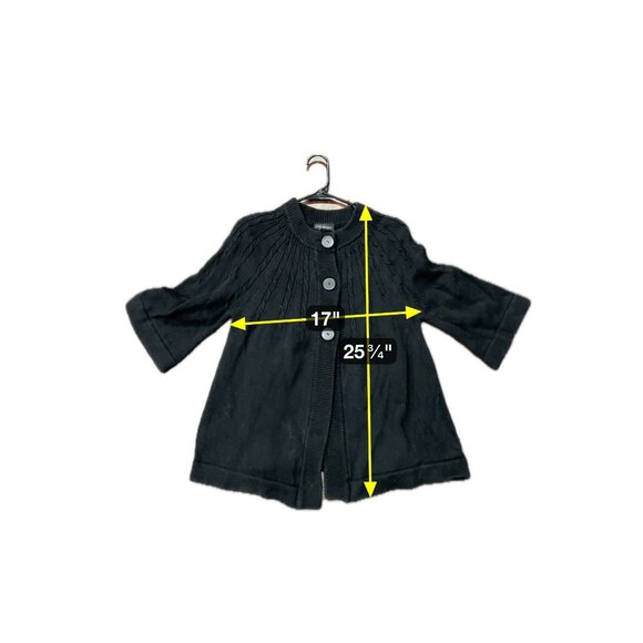 Lane Bryant Black Cable Knit Cardigan 3/4 Sleeve Button Front Size 14 - Picture 6 of 9